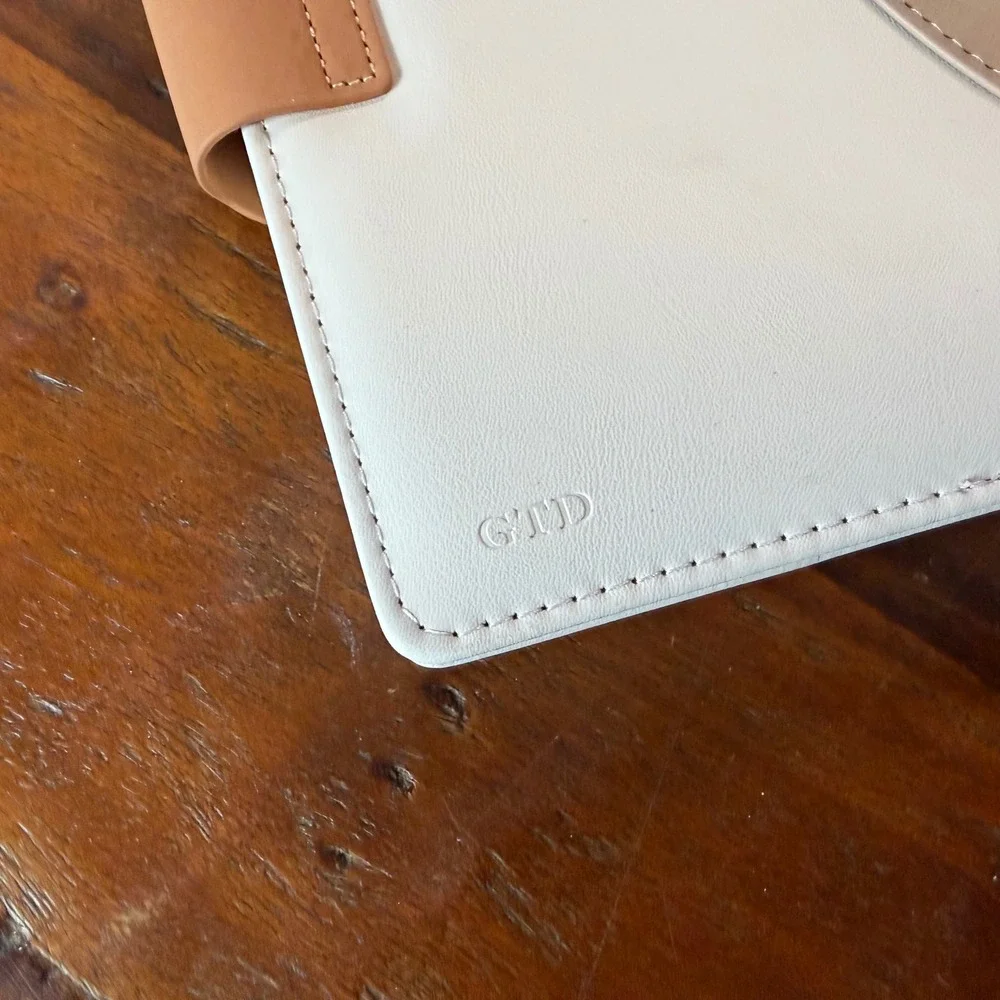GTD Perfect Minimalist Faux Leather Lined Journal Notebook Cream Tan Color-block